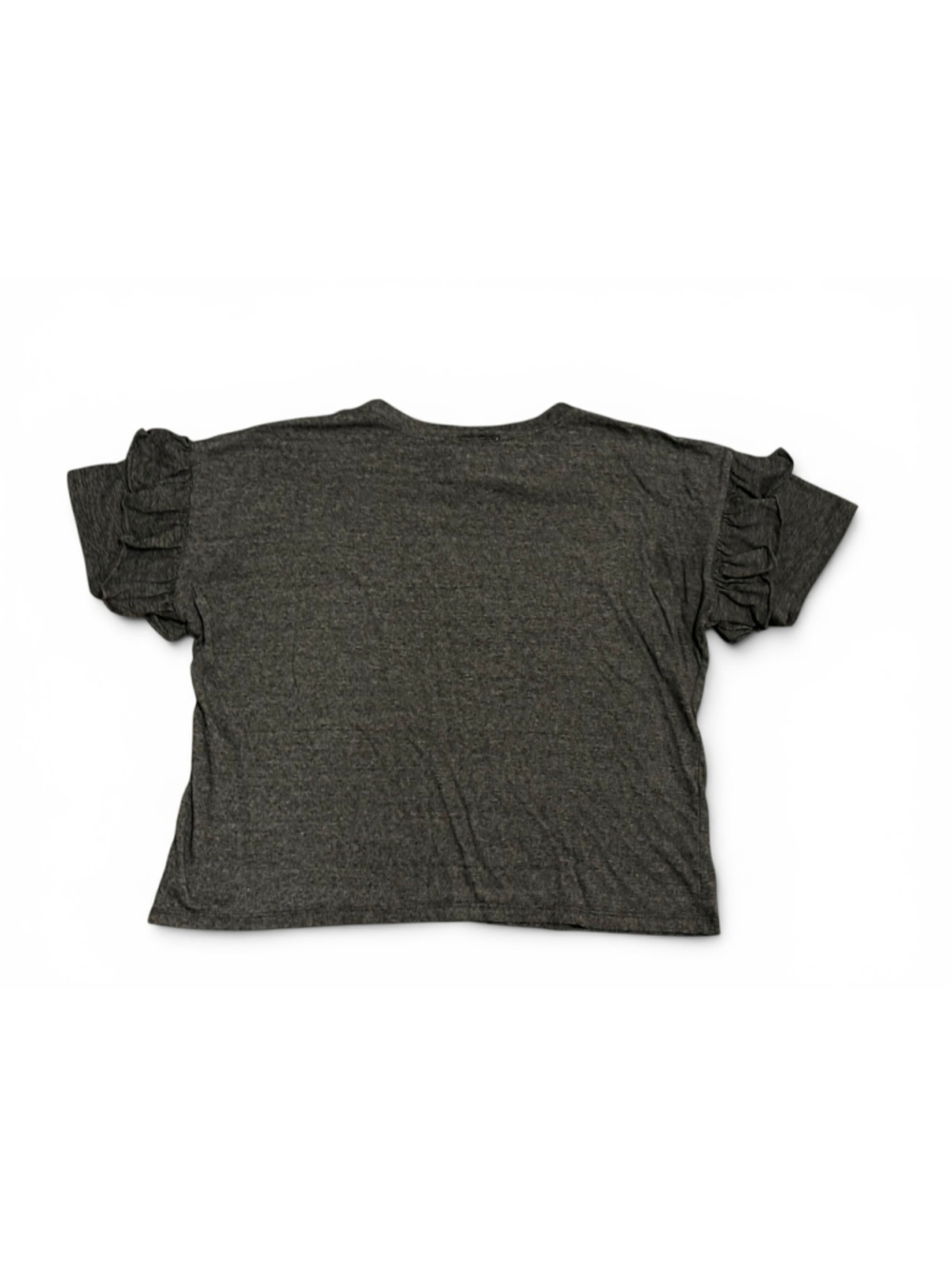 LivyLu Women’s Oklahoma Ruffle Sleeve Graphic Tee Sz L Charcoal Heather Gray OSU - Picture 5 of 8